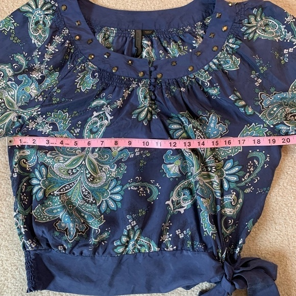 Nine West Silk Top Blouse Boho Feminine Floral Size Small Spring Summer Chic - Picture 7 of 9